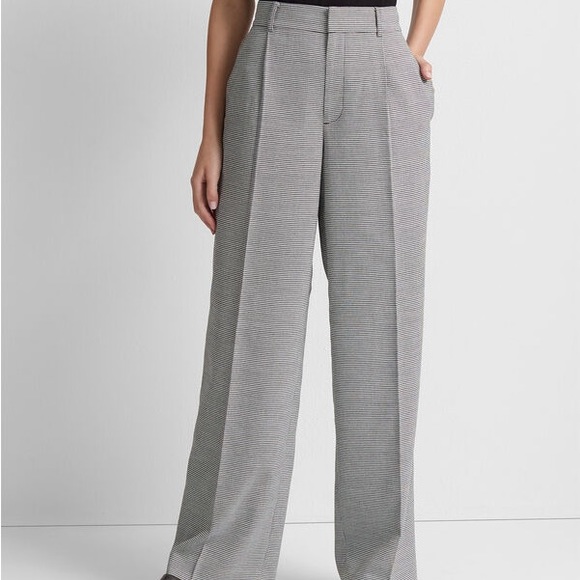 Club Monaco Black White Microcheck Wide Leg Dress Pants Fall Winter Size 2 - Picture 4 of 8